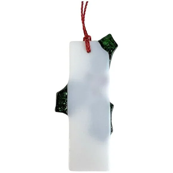 4 Fused Stained Glass Holly Berry Christmas Ornaments Set Red Green White - Picture 4 of 11